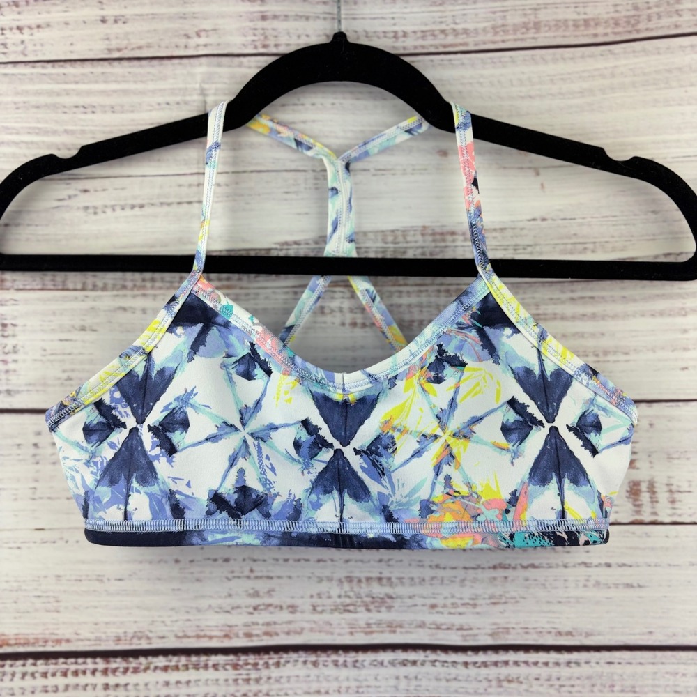 Ivivva (by Lululemon) Tie Dye Geometric T-Back Sports Bra Girls Size 14